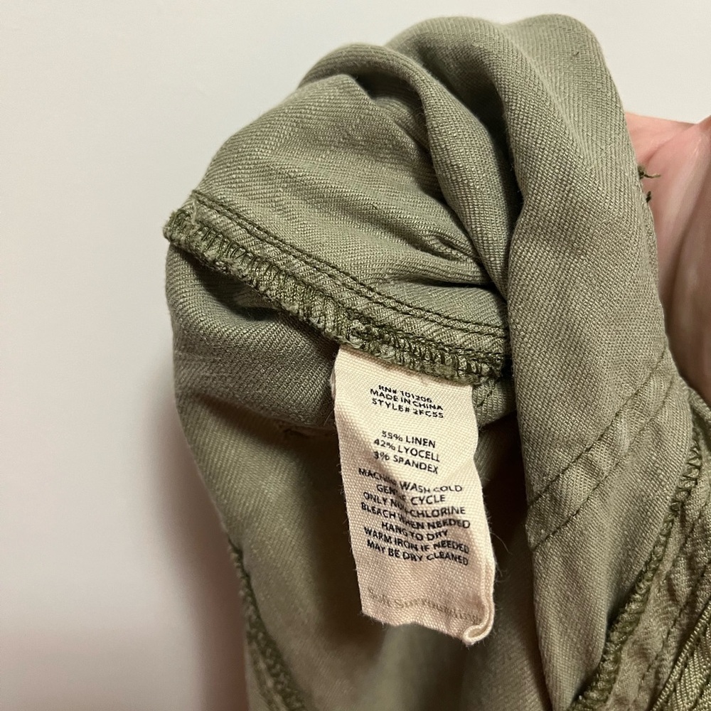 Soft Surroundings Olive Green Linen Blend Pants Women’s Size 8 - Picture 9 of 11